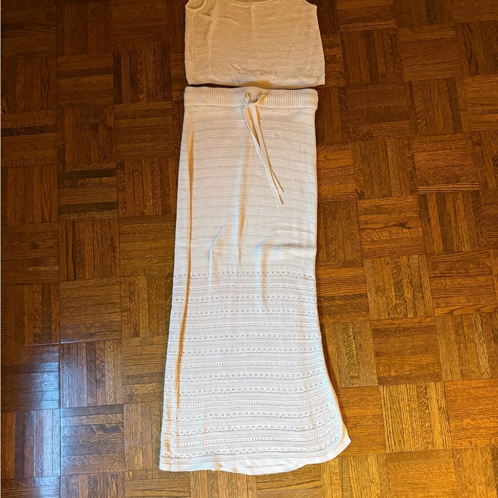 LOFT Cream Textured Maxi Dress